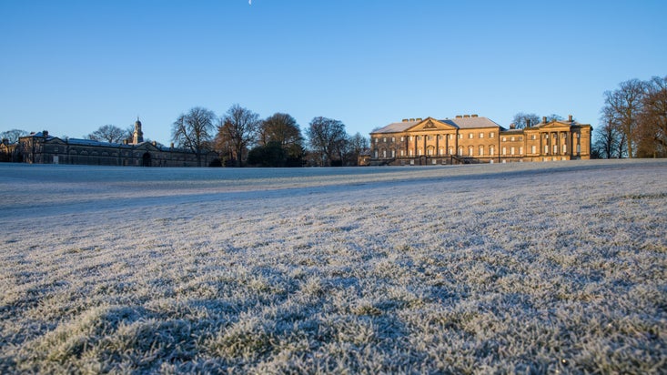 A frosty morning looking towards the house at Nostell